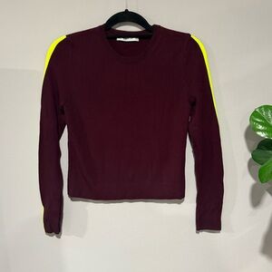 ZARA BURGUNDY SWEATER WITH ZEON STRIPE SLEEVE SIZE S